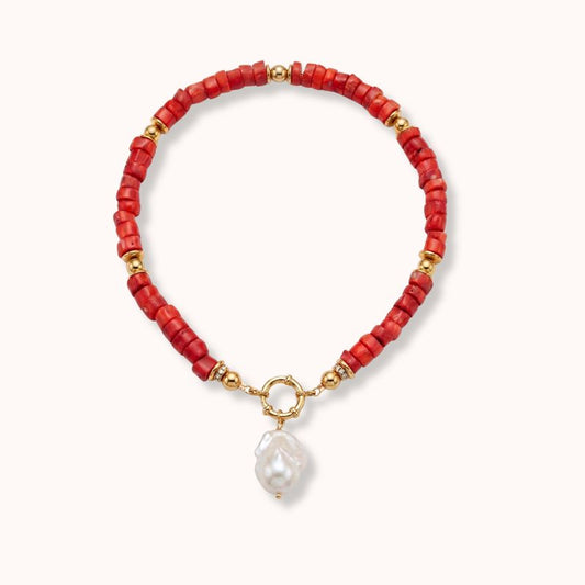 Collar Coral Rojo Dorotea Piedra