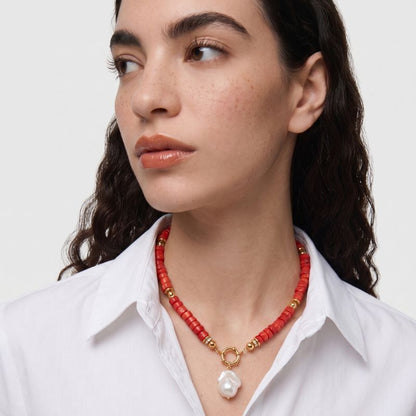 Collar Coral Rojo Dorotea Piedra