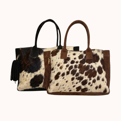 bolsa california de pelo de vaca natural piel 100% genuina dorotea marroquineria artesanal de alta calidad leon guanajuato