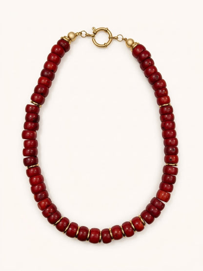 Collar Donas Coral Rojo Dorotea Piedra