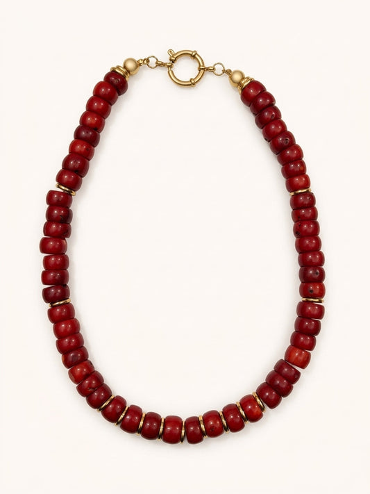 Collar Donas Coral Rojo Dorotea Piedra